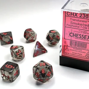 Dados Chessex: Translucent Smoke Red. 7 Dados Poliédricos