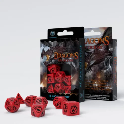 Dados Q Workshop: Dragons RPG Dice Set Red/Black
